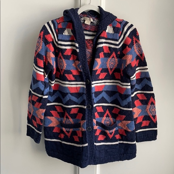 Lucky Brand Sweaters - Lucky Brand Aztec Hooded Cardigan Sweater